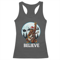 Christmas Bigfoot Racerback Tank Top Believe Funny Santa Rock N Roll - Wonder Print Shop