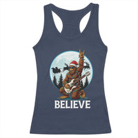 Christmas Bigfoot Racerback Tank Top Believe Funny Santa Rock N Roll - Wonder Print Shop