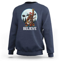 Christmas Bigfoot Sweatshirt Believe Funny Santa Rock N Roll - Wonder Print Shop