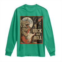 Funny Rock And Roll Long Sleeve Shirt Cat Playing Electric Guitar Music Lover - Wonder Print Shop