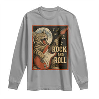 Funny Rock And Roll Long Sleeve Shirt Cat Playing Electric Guitar Music Lover - Wonder Print Shop