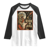 Funny Rock And Roll Raglan Shirt Cat Playing Electric Guitar Music Lover - Wonder Print Shop
