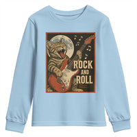 Funny Rock And Roll Youth Sweatshirt Cat Playing Electric Guitar Music Lover - Wonder Print Shop