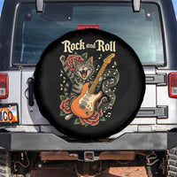 Funny Rock Star Cat Playing Electric Guitar Spare Tire Cover Music Lover - Wonder Print Shop