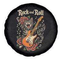 Funny Rock Star Cat Playing Electric Guitar Spare Tire Cover Music Lover - Wonder Print Shop