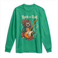 Funny Rock Star Cat Playing Electric Guitar Long Sleeve Shirt Music Lover - Wonder Print Shop