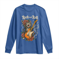 Funny Rock Star Cat Playing Electric Guitar Long Sleeve Shirt Music Lover - Wonder Print Shop