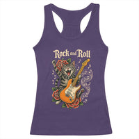 Funny Rock Star Cat Playing Electric Guitar Racerback Tank Top Music Lover - Wonder Print Shop
