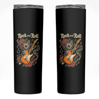 Funny Rock Star Cat Playing Electric Guitar Skinny Tumbler Music Lover