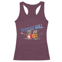 Raccoon Rock And Roll Racerback Tank Top Funny Rock Band Playing Guitar Electric Music Lover - Wonder Print Shop