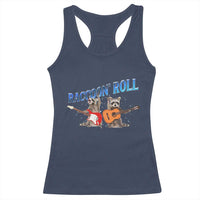 Raccoon Rock And Roll Racerback Tank Top Funny Rock Band Playing Guitar Electric Music Lover - Wonder Print Shop