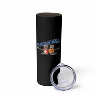 Raccoon Rock And Roll Skinny Tumbler Funny Rock Band Playing Guitar Electric Music Lover