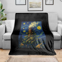 Starry Night Hops Brewery Throw Blanket Vintage Hops Beer Lover Painterly