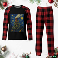 Starry Night Hops Brewery Plaid Pajama Set Vintage Hops Beer Lover Painterly