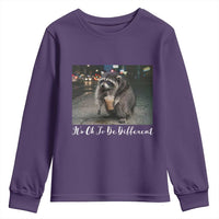 Its Ok To Be Different Jimothy Raccoon Youth Sweatshirt Funny Short Spine Wildlife