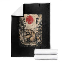 Vintage Japanese Ukiyoe Raccoon Throw Blanket Seattle Short Spine Trash Panda