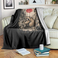 Vintage Japanese Ukiyoe Raccoon Throw Blanket Seattle Short Spine Trash Panda