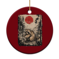 Vintage Japanese Ukiyoe Raccoon Ceramic Ornament Seattle Short Spine Trash Panda