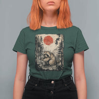 Vintage Japanese Ukiyoe Raccoon T Shirt For Women Seattle Short Spine Trash Panda