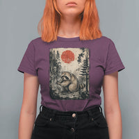 Vintage Japanese Ukiyoe Raccoon T Shirt For Women Seattle Short Spine Trash Panda