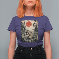 Vintage Japanese Ukiyoe Raccoon T Shirt For Women Seattle Short Spine Trash Panda
