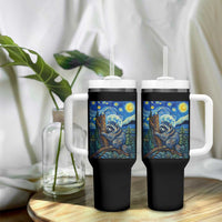 Seattle Trash Panda Starry Night Graphic Tumbler With Handle Funny Short King Raccoon
