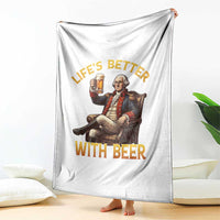 George Washington Lifes Better With Beer Throw Blanket Funny Founding Father Beer Lover