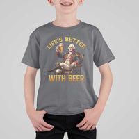 George Washington Lifes Better With Beer T Shirt For Kid Funny Founding Father Beer Lover