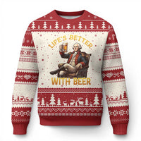George Washington Lifes Better With Beer Ugly Christmas Sweater Funny Founding Father Beer Lover