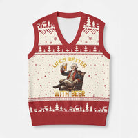 George Washington Lifes Better With Beer V-Neck Knit Sweater Vest Funny Founding Father Beer Lover