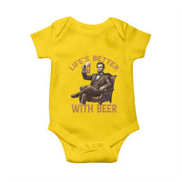 Abraham Lincoln Lifes Better With Beer Baby Onesie Funny American President Beer Lover