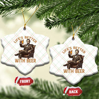 Abraham Lincoln Lifes Better With Beer Ceramic Ornament Funny American President Beer Lover