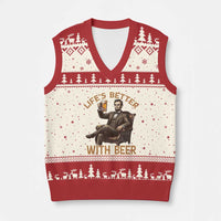 Abraham Lincoln Lifes Better With Beer V-Neck Knit Sweater Vest Funny American President Beer Lover