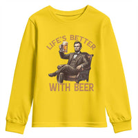 Abraham Lincoln Lifes Better With Beer Youth Sweatshirt Funny American President Beer Lover