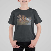 Funny Wolpertinger Bigfoot Fishing T Shirt For Kid Beer Drinking Cryptid Fisherman Gift