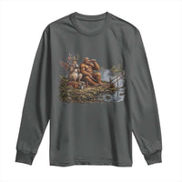 Funny Wolpertinger Bigfoot Fishing Long Sleeve Shirt Beer Drinking Cryptid Fisherman Gift