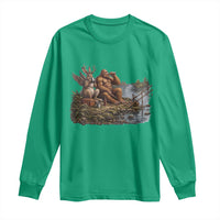 Funny Wolpertinger Bigfoot Fishing Long Sleeve Shirt Beer Drinking Cryptid Fisherman Gift