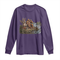 Funny Wolpertinger Bigfoot Fishing Long Sleeve Shirt Beer Drinking Cryptid Fisherman Gift