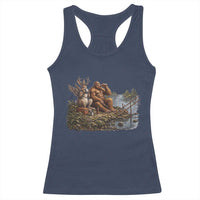 Funny Wolpertinger Bigfoot Fishing Racerback Tank Top Beer Drinking Cryptid Fisherman Gift