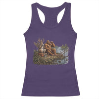 Funny Wolpertinger Bigfoot Fishing Racerback Tank Top Beer Drinking Cryptid Fisherman Gift