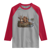 Funny Wolpertinger Bigfoot Fishing Raglan Shirt Beer Drinking Cryptid Fisherman Gift