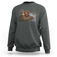 Funny Wolpertinger Bigfoot Fishing Sweatshirt Beer Drinking Cryptid Fisherman Gift