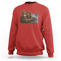 Funny Wolpertinger Bigfoot Fishing Sweatshirt Beer Drinking Cryptid Fisherman Gift