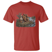 Funny Wolpertinger Bigfoot Fishing T Shirt Beer Drinking Cryptid Fisherman Gift