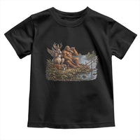 Funny Wolpertinger Bigfoot Fishing Toddler T Shirt Beer Drinking Cryptid Fisherman Gift