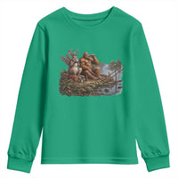 Funny Wolpertinger Bigfoot Fishing Youth Sweatshirt Beer Drinking Cryptid Fisherman Gift