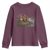 Funny Wolpertinger Bigfoot Fishing Youth Sweatshirt Beer Drinking Cryptid Fisherman Gift