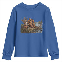 Funny Wolpertinger Bigfoot Fishing Youth Sweatshirt Beer Drinking Cryptid Fisherman Gift