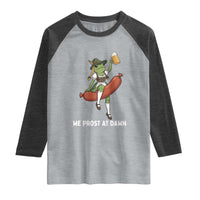 Funny Oktoberfest Frog Raglan Shirt We Prost At Dawn Dirndl Sausage Beer Lover