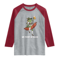 Funny Oktoberfest Frog Raglan Shirt We Prost At Dawn Dirndl Sausage Beer Lover
